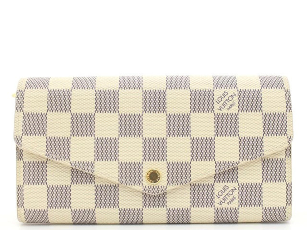 LOUIS VUITTON Portefeuille Sarah Long Wallet Damier Azur White